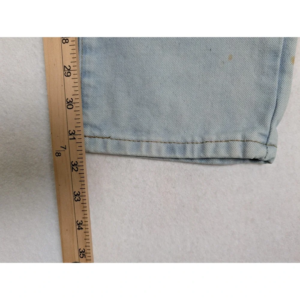 Finest Threads NY Mens Biker Jeans 34 x 32 Studded Zipper Distressed Blue